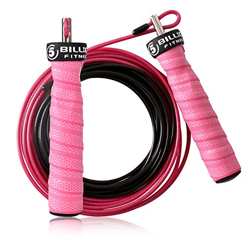 5BILLION Cuerda de Salto de Velocidad - Doblado - Ajustable con Rodamientos de Bolas - Entrenamiento para Los Dobles Unders, WOD, Al Aire Libre, MMA & Boxeo Formación (Rosado) 5BILLION Cuerda de Salto de Velocidad - Doblado - Ajustable con Rodamientos de Bolas - Entrenamiento para Los Dobles Unders, WOD, Al Aire Libre, MMA & Boxeo Formación (Rosado)