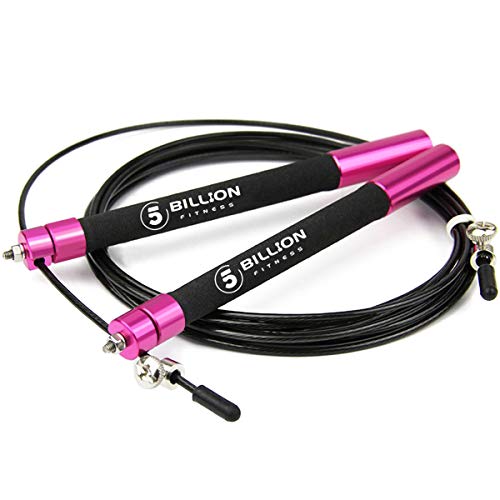 5BILLION Cuerda para Saltar de Velocidad-Aluminio-Ajustable con Rodamiento de Bolas-Entrenamiento para el Entrenamiento Doble, Entrenamiento Cruzado, Ejercicio, WOD, MMA y Boxing (Rosado) 5BILLION Cuerda para Saltar de Velocidad-Aluminio-Ajustable con Rodamiento de Bolas-Entrenamiento para el Entrenamiento Doble, Entrenamiento Cruzado, Ejercicio, WOD, MMA y Boxing (Rosado)