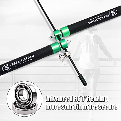 5BILLION Cuerda para Saltar de Velocidad-Aluminio-Ajustable con Rodamiento de Bolas-Entrenamiento para el entrenamiento doble, Entrenamiento cruzado, Ejercicio, WOD, MMA y Entrenamiento del Box(Verde) 5BILLION Cuerda para Saltar de Velocidad-Aluminio-Ajustable con Rodamiento de Bolas-Entrenamiento para el entrenamiento doble, Entrenamiento cruzado, Ejercicio, WOD, MMA y Entrenamiento del Box(Verde)