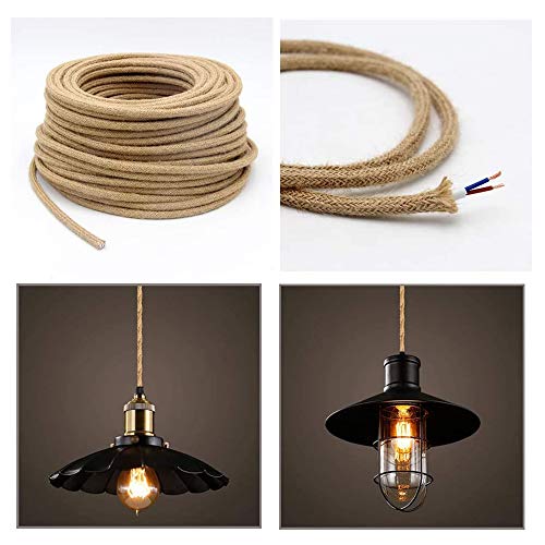 5m Cable Textil de Lino, Cable Trenzado Flexibles Vintage, para Lugares de Hogar o Negocios, Accesorios de Lámparas Industriales de Iluminación DIY