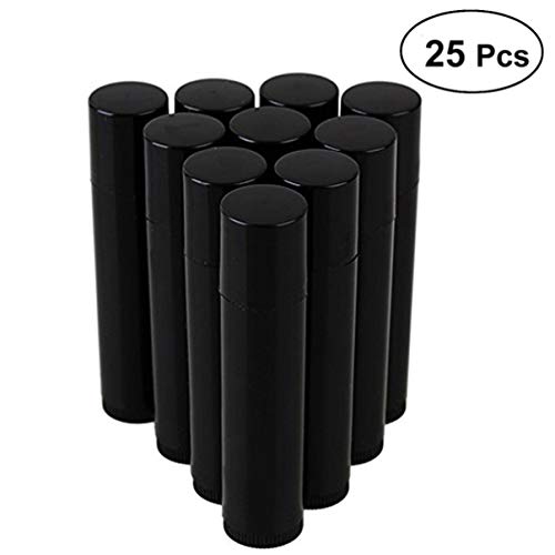 5ml vacío labio plástico brillo tubo labio bálsamo botella envases Pack de 25 (negro)