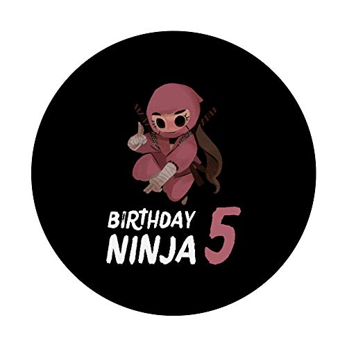5º Cumpleaños Ninja Fiesta de los 5 años Chica Arte marcial PopSockets PopGrip: Agarre intercambiable para Teléfonos y Tabletas