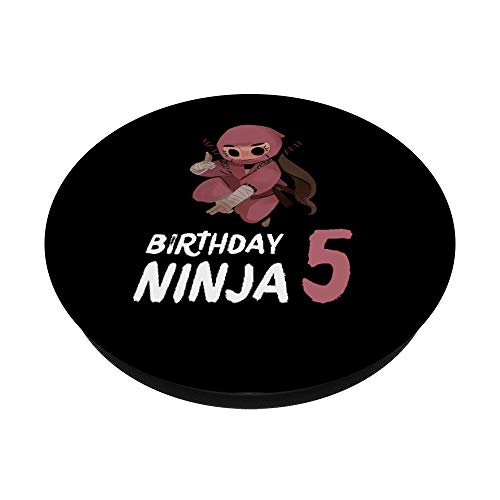 5º Cumpleaños Ninja Fiesta de los 5 años Chica Arte marcial PopSockets PopGrip: Agarre intercambiable para Teléfonos y Tabletas