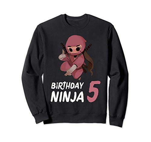5º Cumpleaños Ninja Fiesta de los 5 años Chica Arte marcial Sudadera 5º Cumpleaños Ninja Fiesta de los 5 años Chica Arte marcial Sudadera