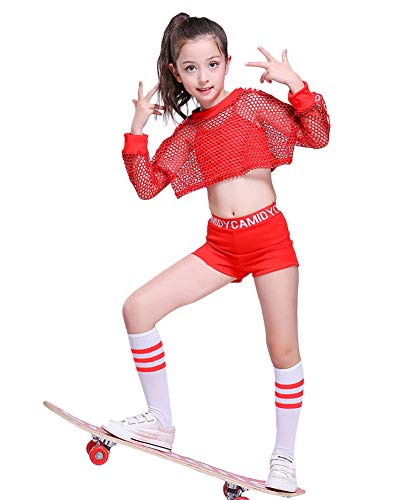 5pcs Girls Modern Jazz Hip Hop Dance Costume Stage Performance Outfit