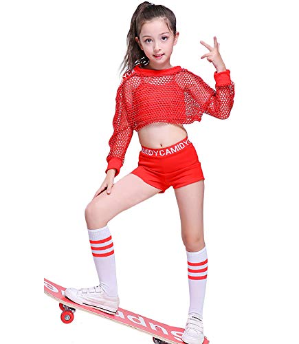 5pcs Girls Modern Jazz Hip Hop Dance Costume Stage Performance Outfit