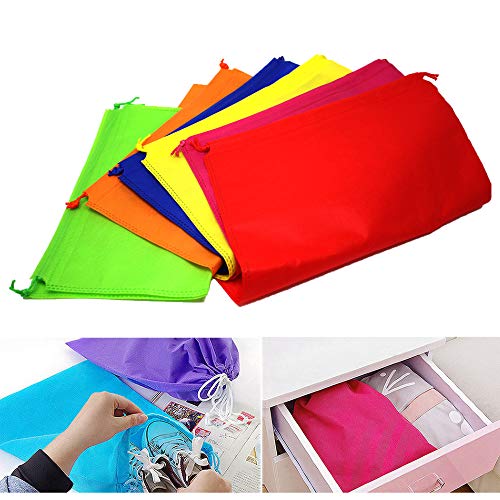 6 Bolsas de Almacenamiento con Cordón - Bolsa para Calzado, Fundas Zapatos - Colores Surtidos - Material Súper Suave - Confiable, Robusto y Multipropósito - Ideal para el Hogar y los Viajes.