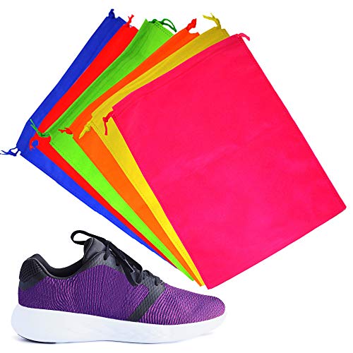 6 Bolsas de Almacenamiento con Cordón - Bolsa para Calzado, Fundas Zapatos - Colores Surtidos - Material Súper Suave - Confiable, Robusto y Multipropósito - Ideal para el Hogar y los Viajes.