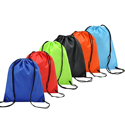 6 Pack Mochila Saco Bolsas de Cuerdas de Deporte Coolzon® Bolso Gimnasio de Nylon Gymsack Drawstring Bags Seca del Lazo Ocio de Viaje de Entrenamiento de Natación Playa Escuela
