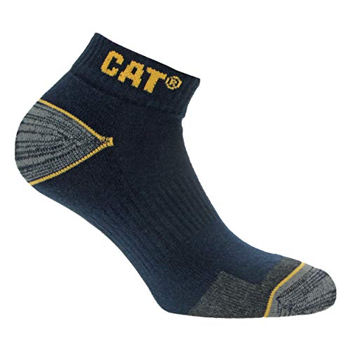 6 Pares Calcetines bajos CAT CATPERILLAR de trabajo para hombres, reforzados en el talón y la punta, excelente calidad de Algodón (Azul, 43-46)