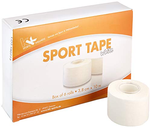 6 Rollos KK Cinta deportiva 3,8 cm x 10 m), color blanco 6 Rollos KK Cinta deportiva 3,8 cm x 10 m), color blanco