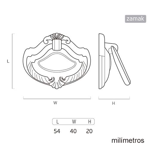 6 Un. TIRADOR Anilla bronce envejecido para Mueble 54x40MM