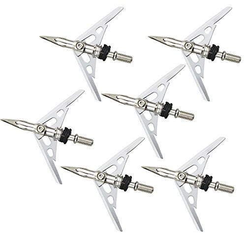 6 unidades de 2 cuchillas Broadheads tiro con arco, diámetro de corte de 50 mm, grano de 100, puntas afiladas de acero, para caza al aire libre