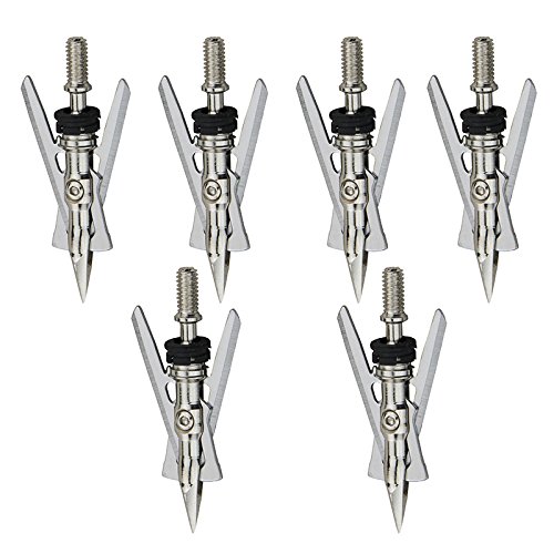 6 unidades de 2 cuchillas Broadheads tiro con arco, diámetro de corte de 50 mm, grano de 100, puntas afiladas de acero, para caza al aire libre