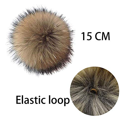 6 Unids 15 cm Faux Fox Fur Fluffy Pompom Ball con Botón de Presión Desmontable Hebilla Tejer Sombrero Accesorios para Punto Cuffed Beanie Ski Invierno Zapatos Zapatos Bufandas Bolsa