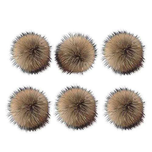 6 Unids 15 cm Faux Fox Fur Fluffy Pompom Ball con Botón de Presión Desmontable Hebilla Tejer Sombrero Accesorios para Punto Cuffed Beanie Ski Invierno Zapatos Zapatos Bufandas Bolsa