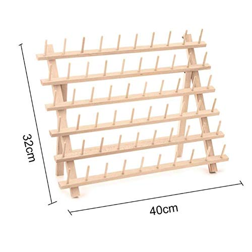 60 Carretes Hilo Rack Soporte, Madera Plegables Bobina Grande Estante de Almacenaje, Soporte Costura Piña Almacenamiento Organizador, Acolchado Bordado Canilla Herramientas Arte