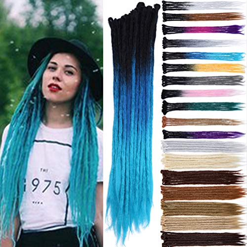 60 cm Dreadlock Extension Ombre Todo humano hecho a mano Hip-Hop Reggae Dreadlocks Extensiones de cabello trenzado de ganchillo sintético Twist Braid Hombre Mujer 5pcs / paquete