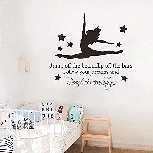 61x57cm Gimnasia Acrobat Pattern Dream Phrase Art Etiqueta de la pared Decoración del hogar Etiqueta extraíble Etiqueta de la pared a prueba de agua PVC Wallpaper