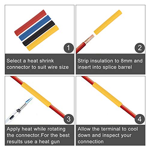678Pcs alambre eléctrico de Terminales Set, 350 PCS crimpado Conectores Terminales Butt + 328 PCS 2: 1 termorretráctiles Surtido de aislamiento encogible manguitos Tubos Set