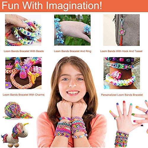 6800PCS DIY Bandas de Goma Loom Bandas Conjunto, Kit de Pulseras con Bandas de Telar Pulsera Collar Herramienta de Tejer Bandas de Goma(22 Colores)