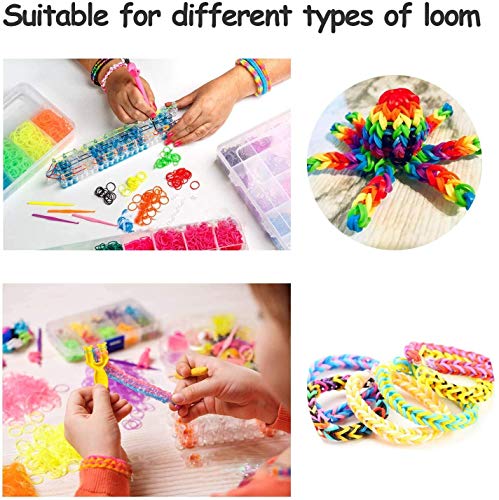 6800PCS DIY Bandas de Goma Loom Bandas Conjunto, Kit de Pulseras con Bandas de Telar Pulsera Collar Herramienta de Tejer Bandas de Goma(22 Colores)