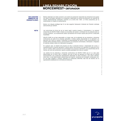 687 Morcemrest Obturador: preparado de cemento de fraguado rápido para cierre de vías de agua y fisuras en hormigón. 5 Kg Gris 687 Morcemrest Obturador: preparado de cemento de fraguado rápido para cierre de vías de agua y fisuras en hormigón. 5 Kg Gris