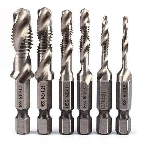 6Pcs 1/4 "vástago hexagonal HSS Métricas mano derecha Rosca Toque y cónica Brocas 6Pcs 1/4 "vástago hexagonal HSS Métricas mano derecha Rosca Toque y cónica Brocas