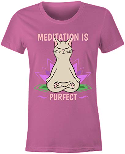 6TN La meditación de Las Mujeres es Camiseta de Purfect (XXL, Rosado)