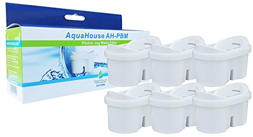 6x AquaHouse AH-PBM cartuchos de filtro de agua compatibles con jarras de filtro Brita Maxtra, Bi-Flux y Tassimo