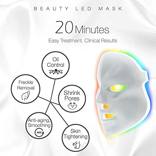 7 Color LED máscara Light Therapypara Cara y Cuello, LED Máscara Facial Rejuvenecimiento de la Piel Saludable