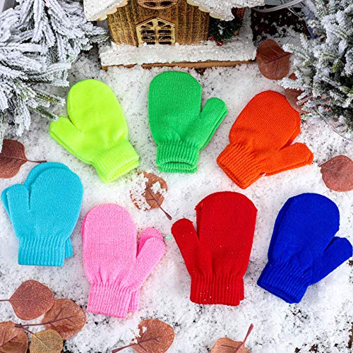 7 Pares Guantes de Niños Bebés Unisexos Mitones de Dedo Completo de Estirar Guantes de Punto Cálidos de Invierno para Bebé Niños