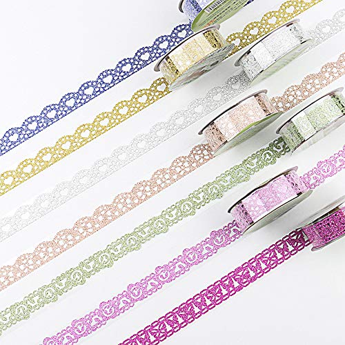 7 Rollos Cinta de Encaje Cintas Autoadhesivas Decorativas Washi Cinta para Scrapbooking DIY Manualidades Tarjetas Regalo