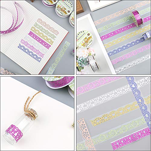 7 Rollos Cinta de Encaje Cintas Autoadhesivas Decorativas Washi Cinta para Scrapbooking DIY Manualidades Tarjetas Regalo