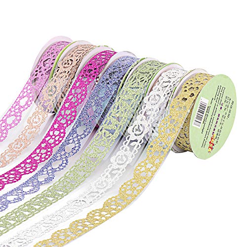 7 Rollos Cinta de Encaje Cintas Autoadhesivas Decorativas Washi Cinta para Scrapbooking DIY Manualidades Tarjetas Regalo