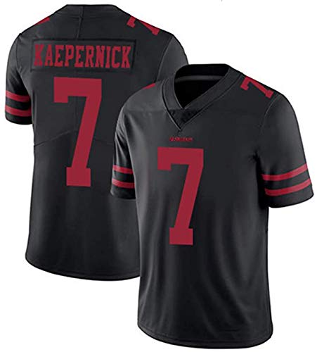 7# San Francisco Kaepernic Kaepernick Rugby Jersey, Jersey de fútbol Americano Capacitación Deportiva Cuello en V La transpiración Bordada cómoda black-2XL(190~195)