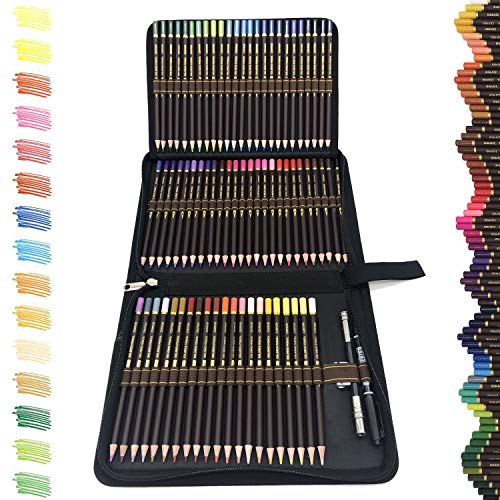 72 Lapices de Colores Profesionales,lapiz para colorear de Dibujo y Bosquejo Material de dibujo Set,Incluye Caja de Cremallera Portátil,Mejores Lápices de colores Conjunto Ideal para Adultos y Niños