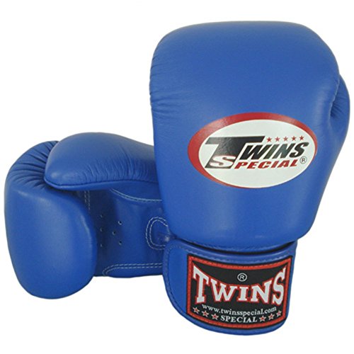 8-10-12-14-16 angelsharkseries. Azul gemelos especiales guantes de boxeo de piel Muay Thai (BGVL-3), color , tamaño S (8oz.)