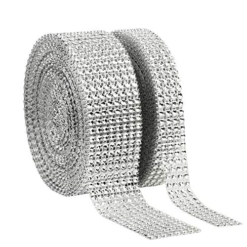8 filas de 10 yard diamante cinta KAKOO con 4 filas de 10 yard diamante imitación de cintas oros de decoración pastel de diamante brillante para fiesta, boda y manualidad (plata) 8 filas de 10 yard diamante cinta KAKOO con 4 filas de 10 yard diamante imitación de cintas oros de decoración pastel de diamante brillante para fiesta, boda y manualidad (plata)