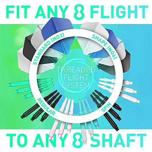 8 Flight Clear Short+ 22.5mm Dart Shafts Spin Version Cañas para Dardos, Transparente