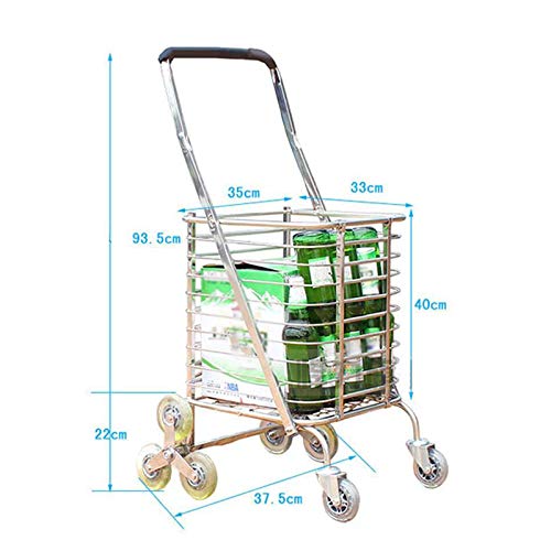 8 Ruedas Que suben Escaleras Carrito de la Compra Carretilla de Aluminio Tres Ruedas Furgonetas domésticas Ligero Plegable