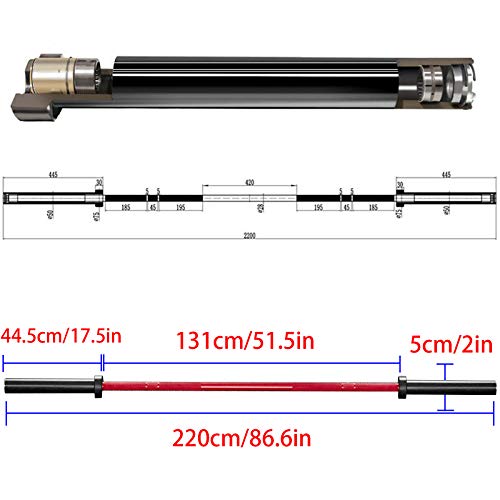 86 Pulgadas Barra Olímpica 50mm,Barra de musculación,Acero sólido Barra de Pesas Barra Z,Barra de Fitness,Body Pump,Entrenamiento en el Hogar,Acero Resistente,Fitness Barra de Gimnas(Color:Red 220cm)