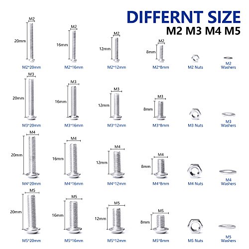 880 Piezas M2 M3 M4 M5 Acero Inoxidable Precisa Allen Métricas de cabeza Tapa de rosca, redondos planos de Tornillos y tuercas y arandelas Assortment Kit Tornillo Llave Juegos de pernos con tuerca