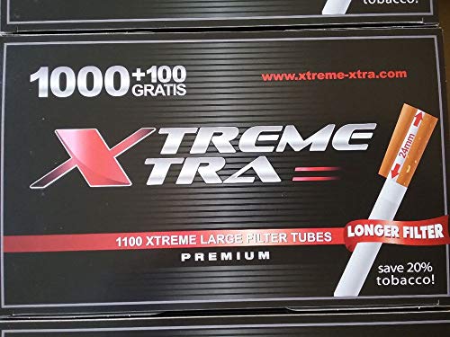 8800 Tubos tabaco liar con filtro extra largo Xtreme Xtra 24mm (ocho cajas de 1000+100)