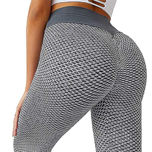 88AMZ Leggings Pántalones Deportivo para Mujer, Push up Mallas Cintura Alta Yoga Leggings Pantalón Moda Sin Costuras para Fitness Running Deporte Elásticos y Transpirables (Gris, M)