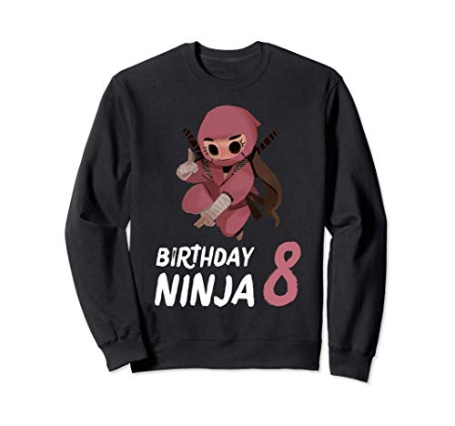 8º Cumpleaños Ninja Fiesta de los 8 años Chica Arte marcial Sudadera 8º Cumpleaños Ninja Fiesta de los 8 años Chica Arte marcial Sudadera