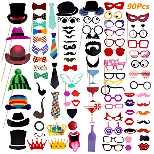 90 Pcs DIY Photo Booth, Comius Nuevo Estilo Photocall Atrezzo Favorecer Incluyendo cómica divertida creativa Bigotes Gafas Pelo Arcos Sombreros labios 90 Pcs DIY Photo Booth, Comius Nuevo Estilo Photocall Atrezzo Favorecer Incluyendo cómica divertida creativa Bigotes Gafas Pelo Arcos Sombreros labios