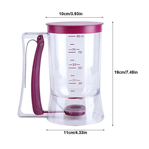 900 ml dispensador de masa para tortitas Cupcake dispensador de masa cocción Tool ideal para Cupcakes magdalenas Creeps pasteles y gofres para masa de manera uniforme con medición etiqueta