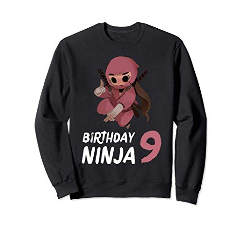 9º Cumpleaños Ninja Fiesta de los 9 años Chica Arte marcial Sudadera 9º Cumpleaños Ninja Fiesta de los 9 años Chica Arte marcial Sudadera