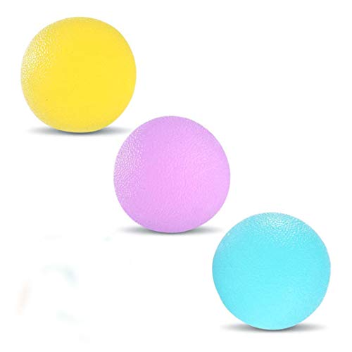 A 3 Pelota Rehabilitacion Mano, Pelota Antiestres Pelotas Ejercicio Manos, Antiestres Ejercitar para Fisioterapia, Tratamiento de Manos, Alivio del estrés, 3 Niveles de Resistencia, 3 Colores